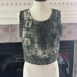 Nanette Lepore Green Aztec Cop Tank Top